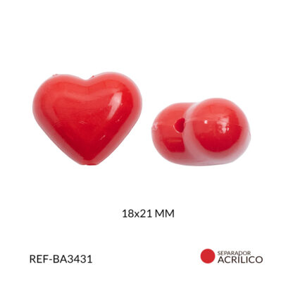 Separador acrílico corazon rojo inflado 18x21mm x 125gramos