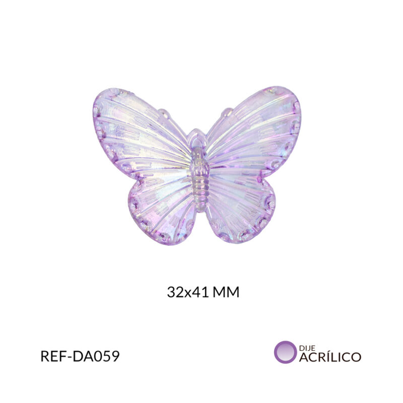 Dije acrílico mariposa traslucida boreal lila 32x41mm x 2und