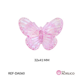 Dije acrílico mariposa traslucida boreal fucsia 32x41mm x 2und