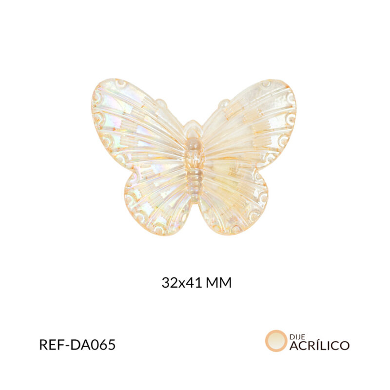 Dije acrílico mariposa traslucida boreal beige 32x41mm x 2und