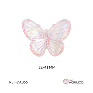 Dije acrílico mariposa traslucida boreal rosado 32x41mm x 2und