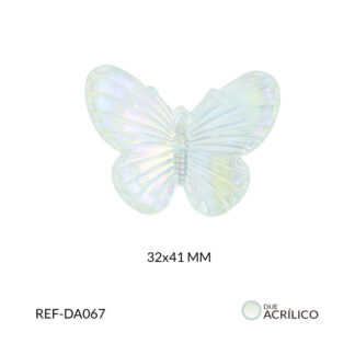Dije acrílico mariposa traslucida boreal transparente 32x41mm x 2und