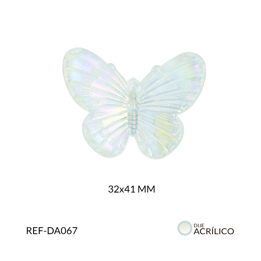Dije acrílico mariposa traslucida boreal transparente 32x41mm x 2und