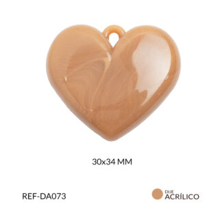 Dije acrílico corazon plano caramelo 30x34mm x 2und