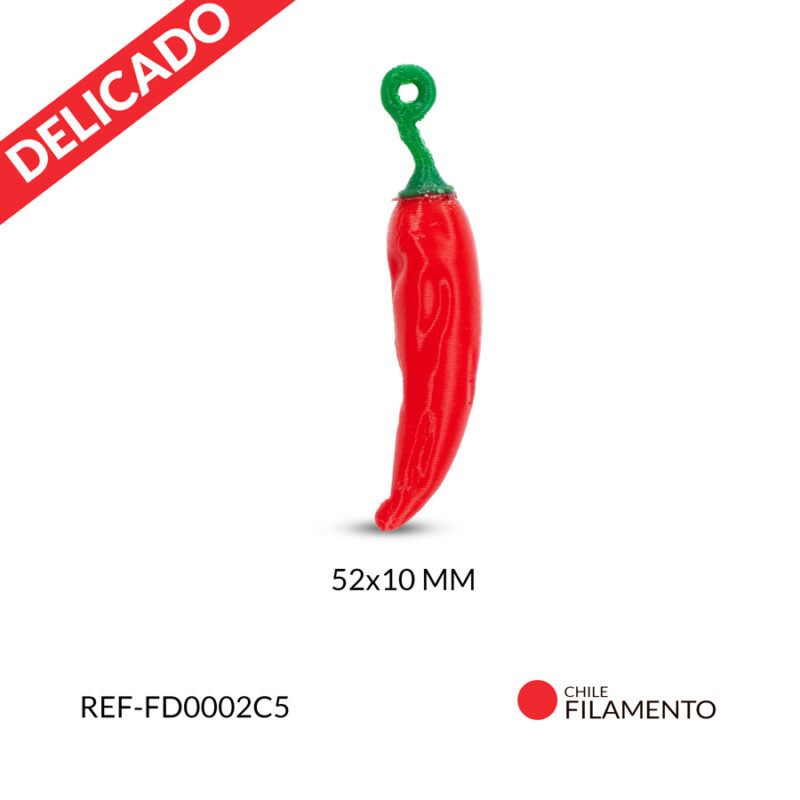 Dije filamento ají rojo 52x10mm x und