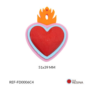 Dije filamento sagrado corazon rojo 51x39mm x und