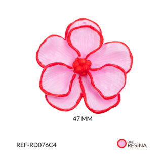 Dije resina flor cayena rosada 47mm x und