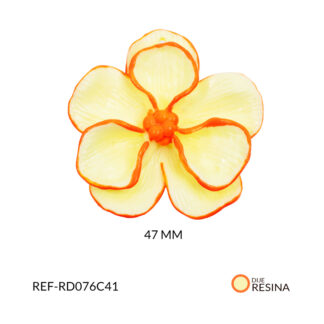 Dije resina flor cayena amarilla 47mm x und