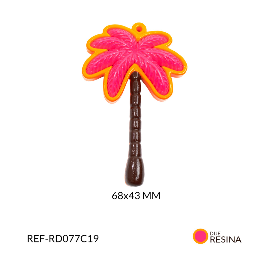 Dije resina palma tropical naranja 68x43mm x und
