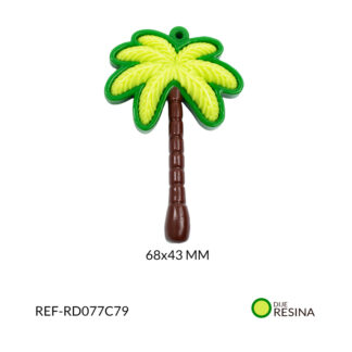 Dije resina palma tropical verde 68x43mm x und