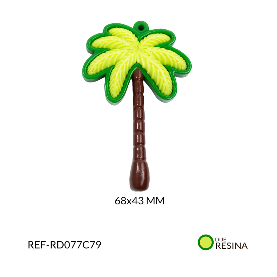 Dije resina palma tropical verde 68x43mm x und