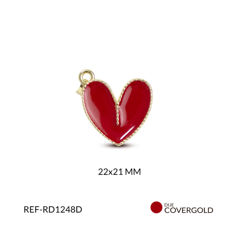 Dije covergold corazon resina roja 22x21mm x und