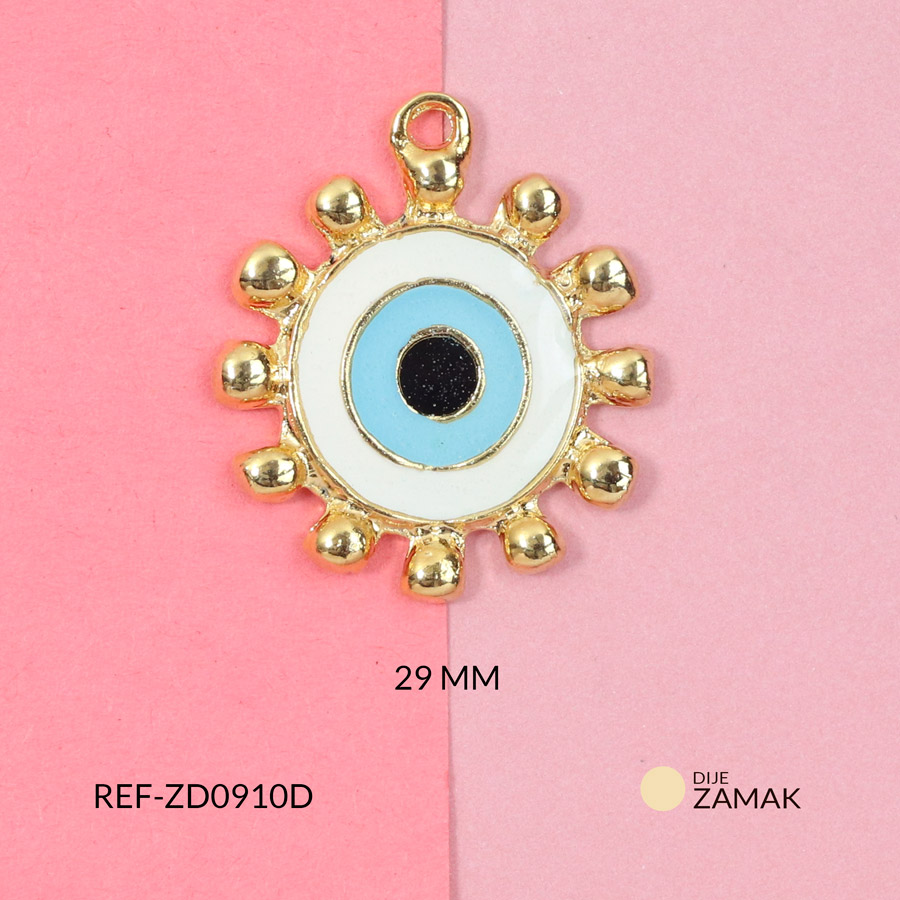 Dije zamak ojo turco 11 puntos 29mm x und