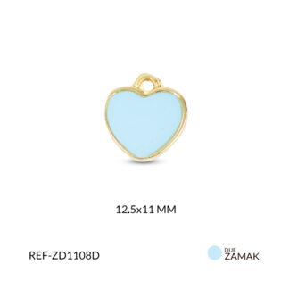 Dije zamak corazón azul celeste 11x12.5 mm x und