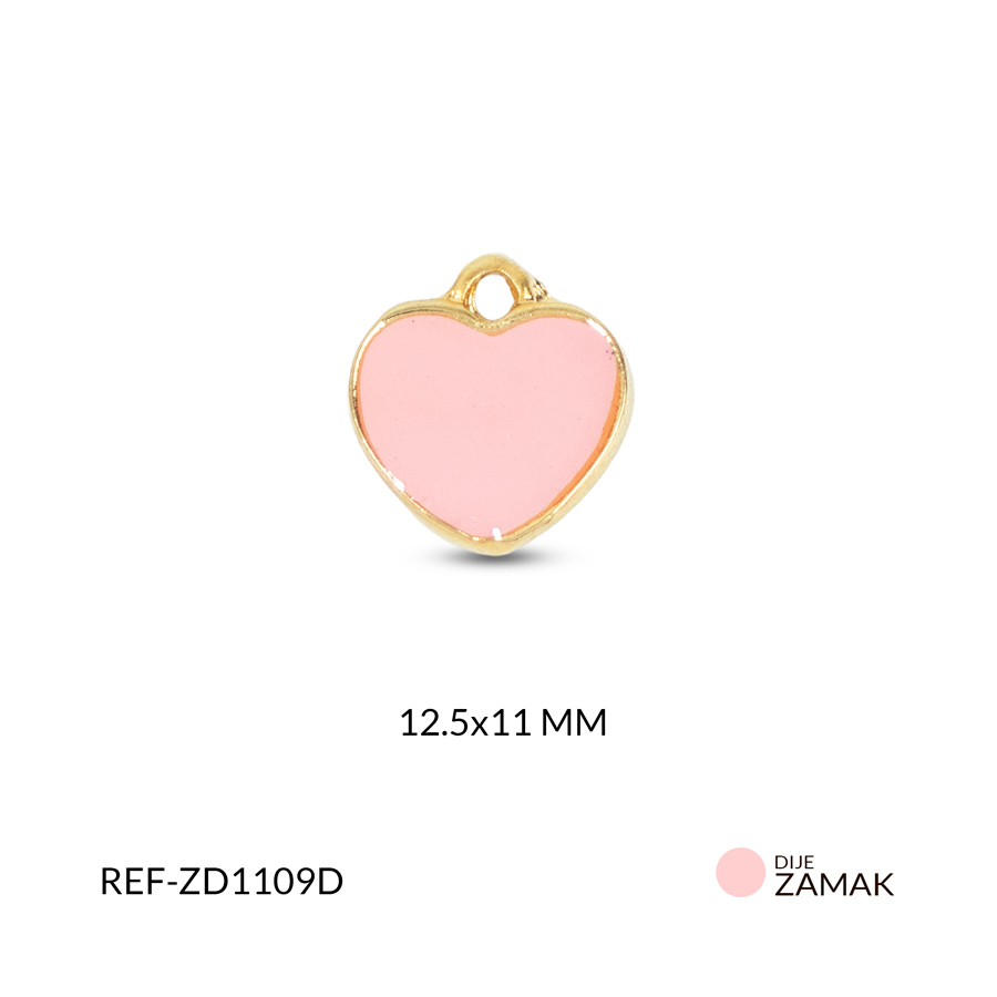 Dije zamak corazón rosado11x12.5 mm x und
