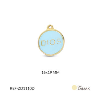 Dije zamak Dios resina azul 16x19mm x und
