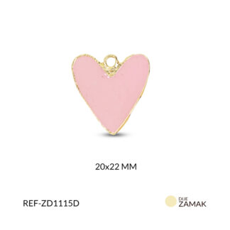 Dije zamak corazon resina rosado 20x22mm x und