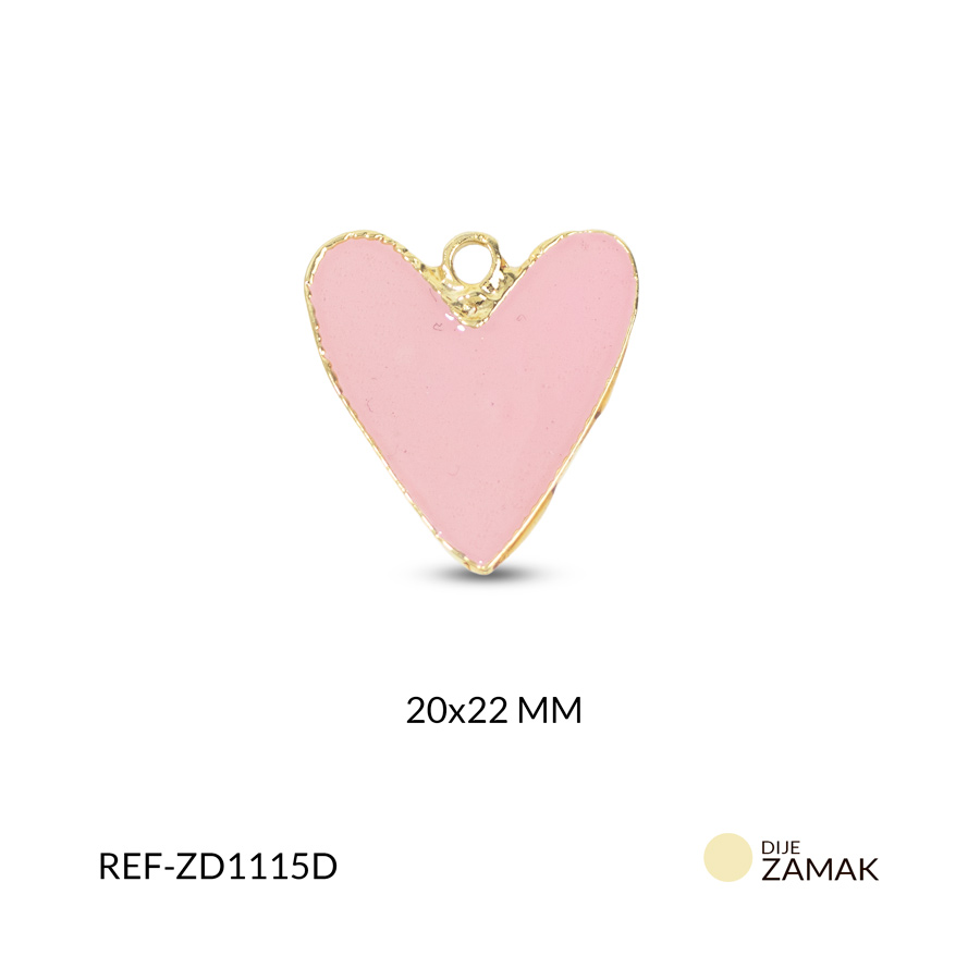 Dije zamak corazon resina rosado 20x22mm x und
