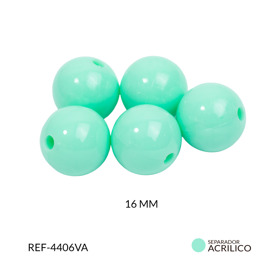 Abaco acrílico bola verde menta 16mm x 125grm