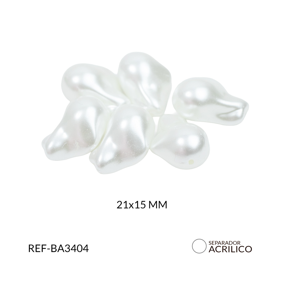 Separador acrílico imitación perla deforme 21x15mm x 10grm