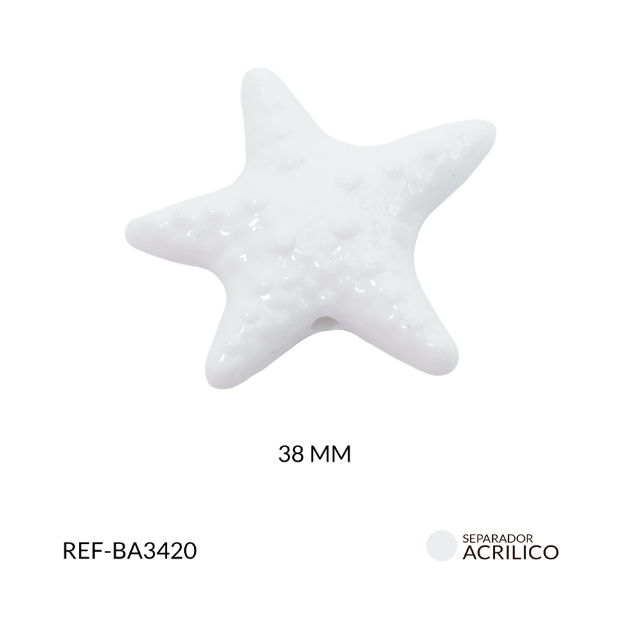 Separador acrílico estrella de mar blanco 38mm x 2und