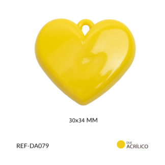 Dije acrílico corazon plano color amarillo oscuro 30x34mm x 2und