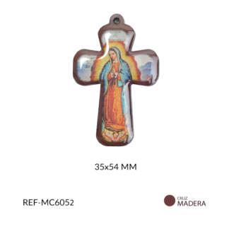 Cruz madera virgen de guadalupe 35x54mm x und