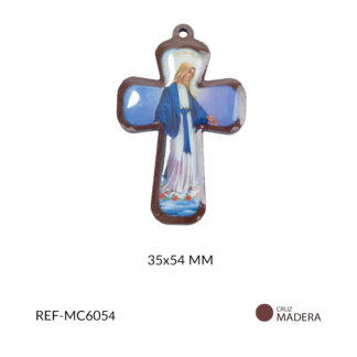 Cruz madera virgen milagrosa 35x54mm x und