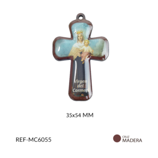 Cruz madera virgen del carmen 35x54mm x und
