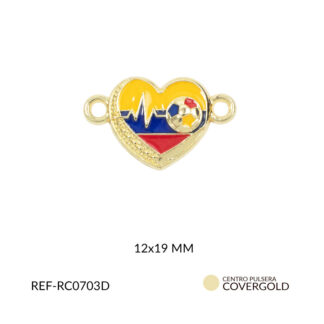 Centro pulsera covergold corazon colombia 12x19mm
