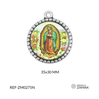Medalla zamak redonda virgen guadalupe 35x30mm x und
