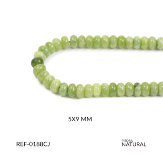 Piedra natural disco cuarzo jade 5x9mm x sarta