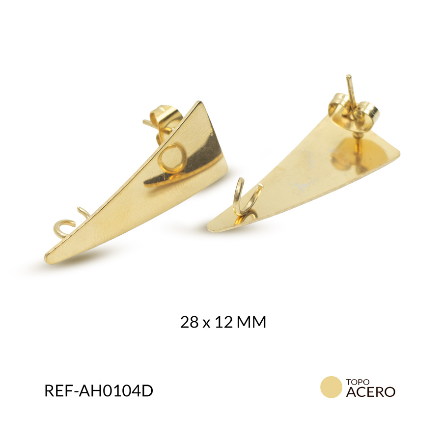 Herraje de acero para arete triangulo liso 28x12mm x par
