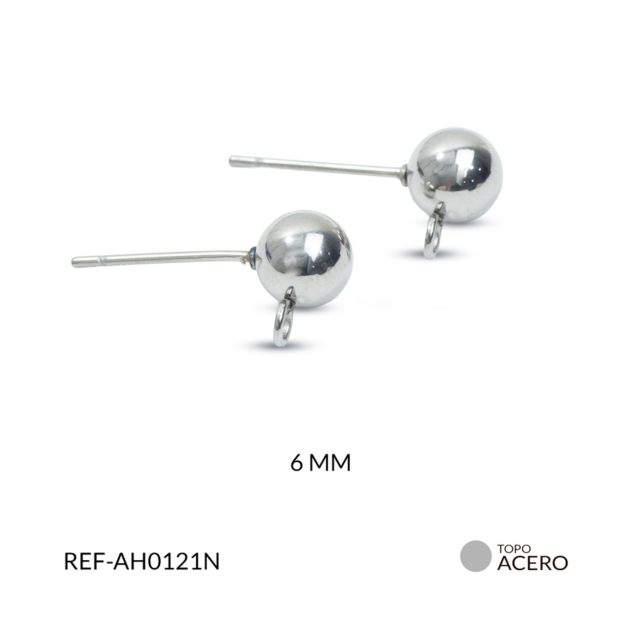 Herraje acero balin + argolla 6mm x par