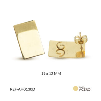 Herraje para arete en acero rectángulo 19x12mm x par