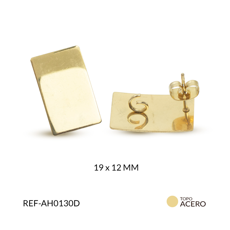 Herraje para arete en acero rectángulo 19x12mm x par