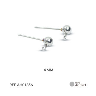 Herraje acero balin + argolla 4mm x 3 par