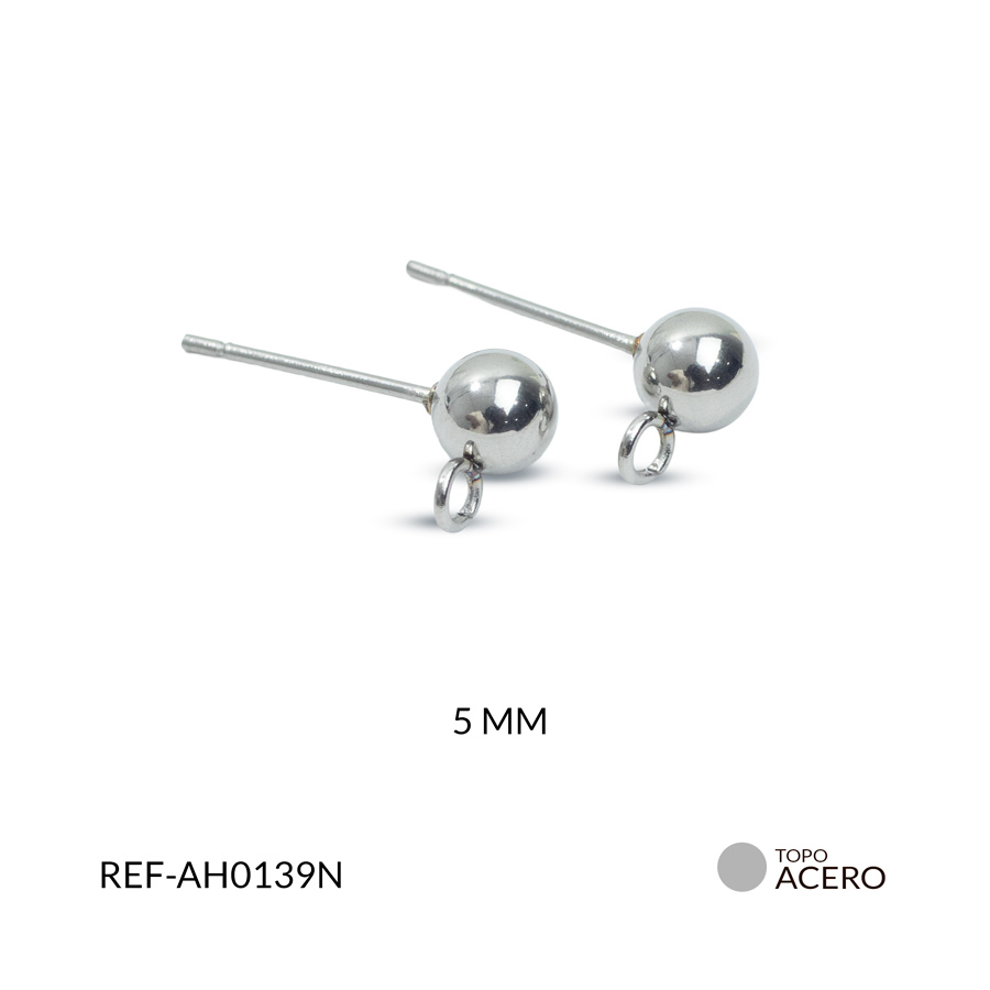 Herraje acero balin + argolla 5mm x par
