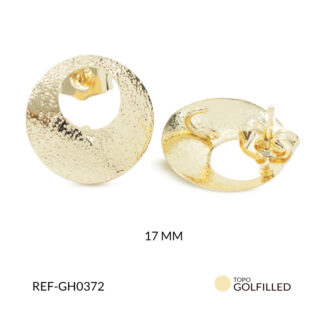 Herraje para arete en golfi martillado 17mm x par