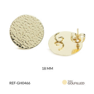 Herraje golfi para arete circulo grabado 18mm x par