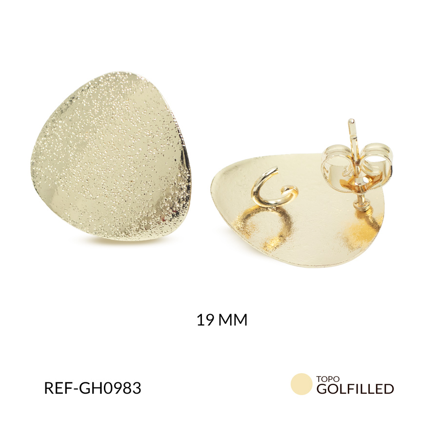 Herraje para arete en golfi martillado 19mm x par