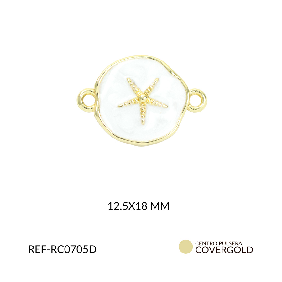 Centro pulsera covergol resina blanca estrella de mar 12.5x18mm