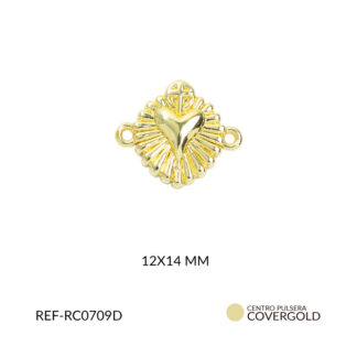Centro pulsera covergold corazón destello cruz 12x14mm