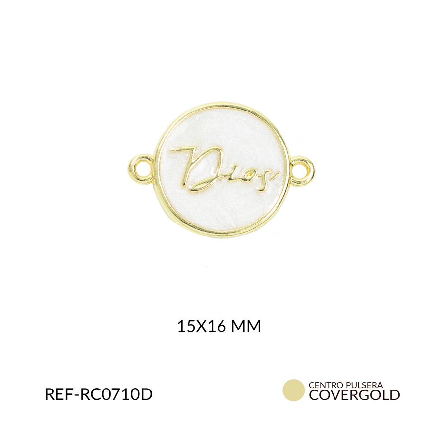 Centro pulsera covergold circulo resina blanca frase Dios