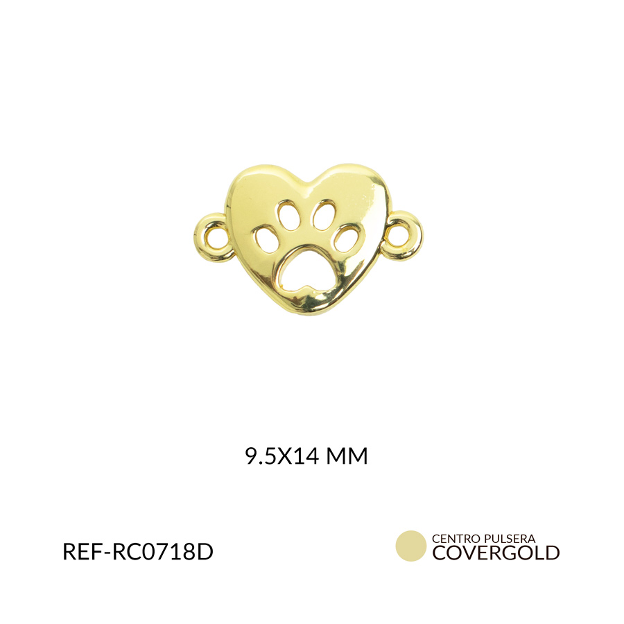 Centro pulsera covergold corazón huella mascota 9.5x14mm