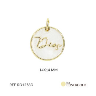 Dije covergold circulo resina blanca frase dios 14x14mm x und