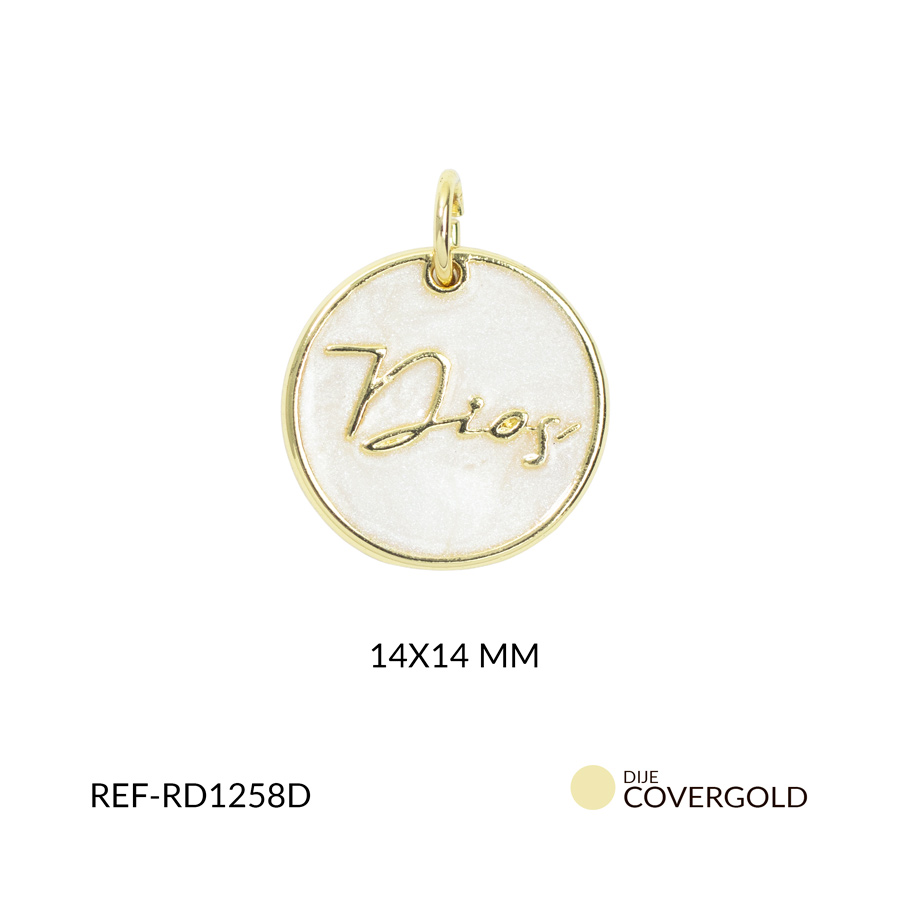 Dije covergold circulo resina blanca frase dios 14x14mm x und
