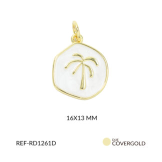 Dije covergold circulo deforme resina blanca palmera 16x13mm x und