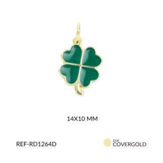Dije covergold trebol de 4 hojas resina verde 14x10mm x und