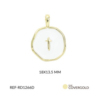 Dije covergold circulo deforme resina blanca cruz 18x13.5mm x und